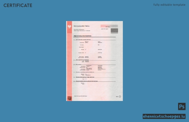 Polnische Heiratsurkunde im Word- und PDF-Format, rosa Beispielvorschau